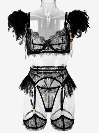 Lingerie Soutiens-Gorge Sous-Vêtement Pour Femme Rose 3 Pièces