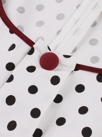 ヴィンテージドレス 1950年代オードリー・ヘップバーン風 ダークネイビー 水玉 ロカビリーワンピース