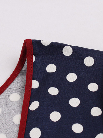 ヴィンテージドレス 1950年代オードリー・ヘップバーン風 ダークネイビー 水玉 ロカビリーワンピース