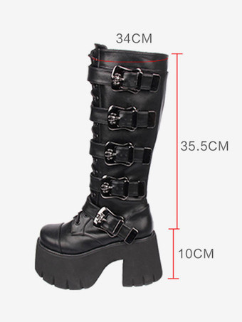 ゴシック ロリータ ブーツ ホワイト グロメット スケルトン ラウンドトゥ PU レザー ロリータ シューズ