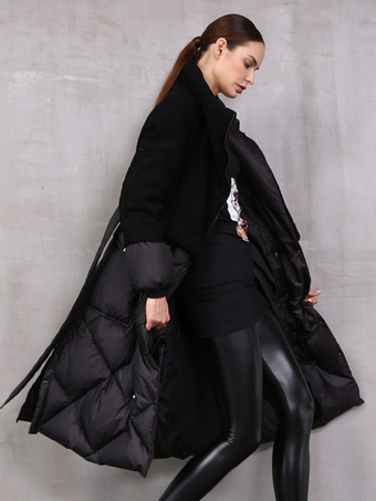ブラック レディース ダウンジャケット ダックダウン 冬 暖かい アウターウェア 2025