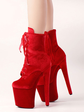 女性のセクシーなブーツラウンドトゥレースアップスティレットヒールレイブクラブパープルサイハイブーツオーバーザニーブーツ