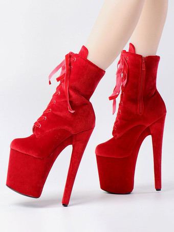 女性のセクシーなブーツラウンドトゥレースアップスティレットヒールレイブクラブパープルサイハイブーツオーバーザニーブーツ