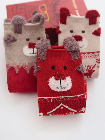 ソックス ダークネイビー ポリ/コットンブレンド クリスマス柄 ホリデーギフト ホームウェア 冬 暖かい かわいい アクセサリー