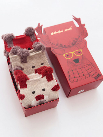 ソックス ダークネイビー ポリ/コットンブレンド クリスマス柄 ホリデーギフト ホームウェア 冬 暖かい かわいい アクセサリー