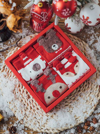 レッド ソックス イエロー ポリ/コットンブレンド クリスマス柄 ホリデーギフト ホームウェア 冬 暖かい かわいい アクセサリー