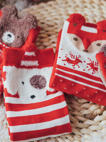 ソックス イエロー ポリ/コットンブレンド クリスマス柄 ホリデーギフト ホームウェア 冬 暖かい かわいい アクセサリー