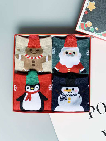 ライト アプリコットソックス イエロー ポリ/コットンブレンド クリスマス柄 ホリデーギフト ホームウェア 冬 暖かい かわいい アクセサリー