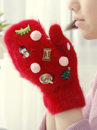 女性用手袋クリスマスパターンホリデーギフトホームウェア冬暖かいかわいいACC