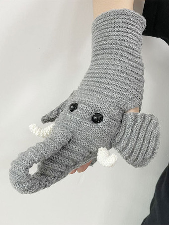 Женские перчатки с животным принтом и слоном  домашняя одежда  зимняя теплая милая одежда Acc