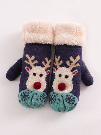 Woman's Gloves Christmas Pattern Holiday Gift Home Wear Winter Warm Cute Acc