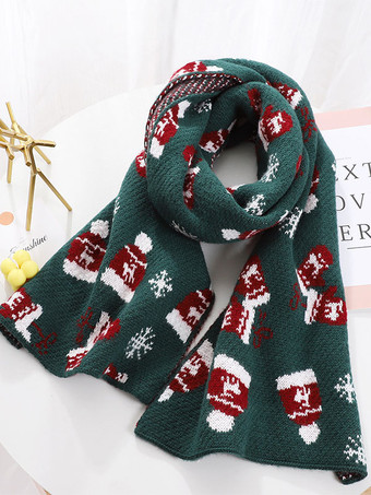ダークグリーンWoman's スカーフ 品質 クリスマス パターン ポリ/コットン ブレンド ホリデー ギフト ホーム ウェア 冬 暖かい かわいい アクセサリー