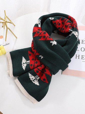 ダークグリーンWoman's スカーフ 品質 クリスマス パターン ポリ/コットン ブレンド ホリデー ギフト ホーム ウェア 冬 暖かい かわいい アクセサリー
