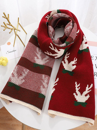 ワインレッド Woman's スカーフ 品質 クリスマス パターン ポリ/コットン ブレンド ホリデー ギフト ホーム ウェア 冬 暖かい かわいい アクセサリー