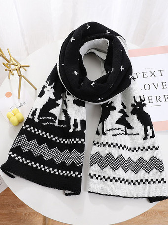 ブラック Woman's スカーフ 品質 クリスマス パターン ポリ/コットン ブレンド ホリデー ギフト ホーム ウェア 冬 暖かい かわいい アクセサリー