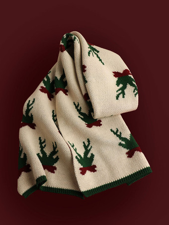 アイボリー 女性用スカーフ 品質 クリスマス柄 ポリ/コットンブレンド ホリデーギフト ホームウェア 冬 暖かい かわいいアクセサリー