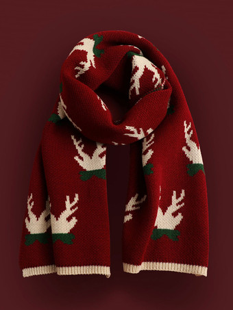 マルーン女性用スカーフ 品質 クリスマス柄 ポリ/コットンブレンド ホリデーギフト ホームウェア 冬 暖かい かわいいアクセサリー