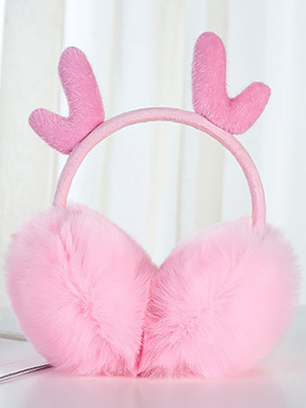 ピンクイヤーマフ ライト アプリコット フィールド ポリ/コットン ブレンド クリスマス パターン クリスマス ホリデー ギフト ホームウェア 冬 暖かい かわいい アクセサリー