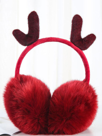 ワインレッド イヤーマフ ライト アプリコット フィールド ポリ/コットン ブレンド クリスマス パターン クリスマス ホリデー ギフト ホームウェア 冬 暖かい かわいい アクセサリー