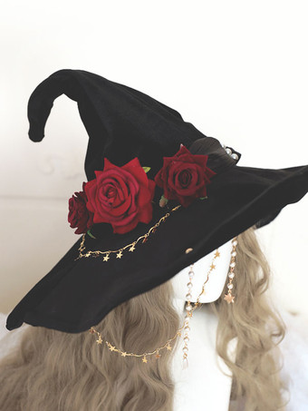 ゴスロリ帽子 ローズチェーン アクセサリー ポリエステル レッド ロリータアクセサリー