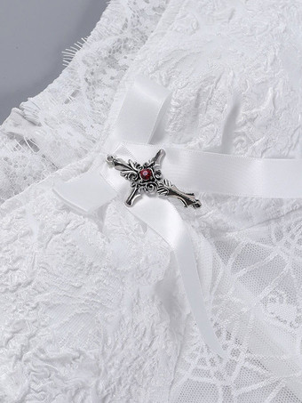 Gothic-Lolita-Kleider Spitze Spinne hohl eine Schulter dunkles Kreuz hohe Taille Spitzen-Jacquard-Rock