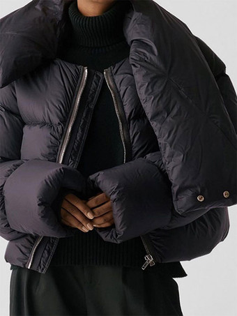 Chaqueta acolchada Abrigos Cuello alto negro Prendas de abrigo de invierno 2025