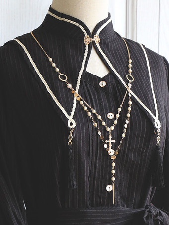 ゴールド ロリータ ネックレス ゴールド パール