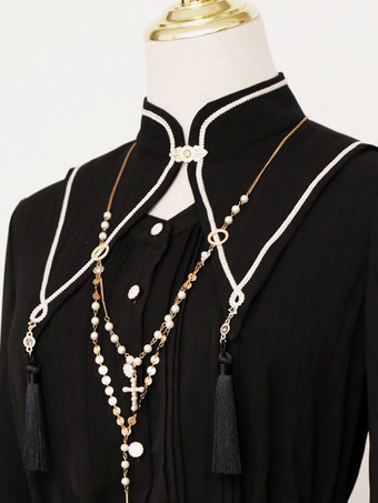 ロリータ ネックレス ゴールド パール