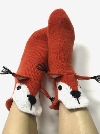 レッド ソックス グレー ポリ/コットン ブレンド アニマル プリント ウィンター ウォーム アクセ