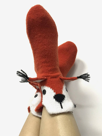 ソックス グレー ポリ/コットン ブレンド アニマル プリント ウィンター ウォーム アクセ