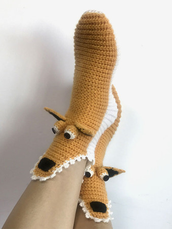 ソックス グレー ポリ/コットン ブレンド アニマル プリント ウィンター ウォーム アクセ