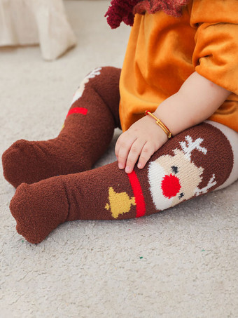 ソックス レッド ポリ/コットン ブレンド クリスマス パターン 冬 暖かい アクセ