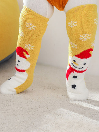 ソックス レッド ポリ/コットン ブレンド クリスマス パターン 冬 暖かい アクセ