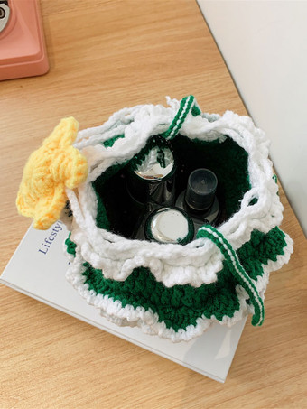 女性 のバッグ グリーン ポリ/コットン ブレンドかぎ針編みレースアップ クリスマス バッグ