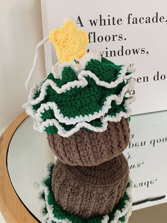 Bolsas femininas de poli/algodão mistura verde crochê com cadarço bolsas de natal