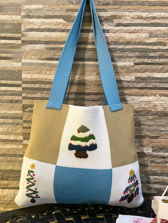 bleu ciel clairSacs Pour Femmes Vert Bretelles Crochet Imprimé Cadeau Noël