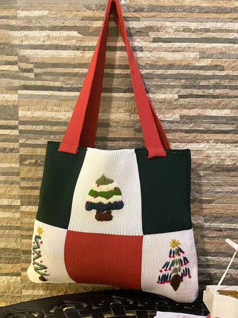 rouge Sacs Pour Femmes Vert Bretelles Crochet Imprimé Cadeau Noël