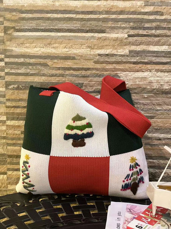 Sacs Pour Femmes Vert Bretelles Crochet Imprimé Cadeau Noël