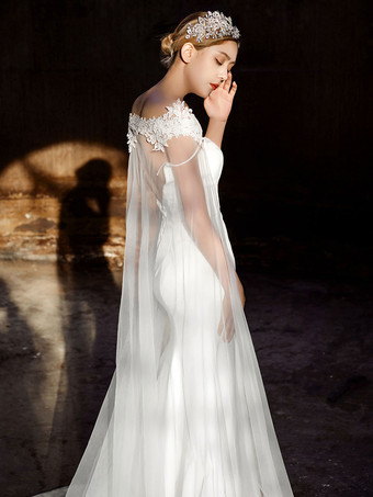 Wrap de mariage Ivoire Jewel Neck Capes Tulle Dentelle Bridal Cover Up