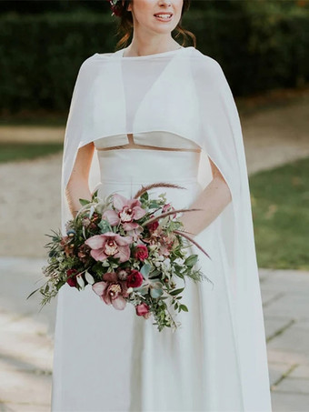 Wedding Wraps Ivory Jewel Neck Cloaks Chiffon Bridal Cover Up