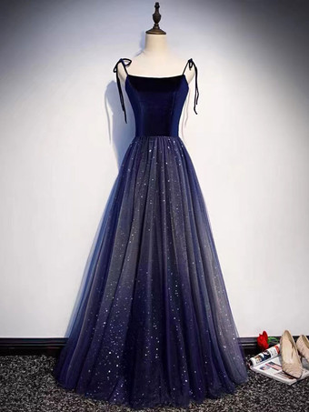 Evening Dress A-Line Designed Neckline Tulle Floor-Length Social Party Dresses Free Customization