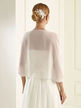 Écharpe de mariage Ivoire demi-manches capes en mousseline de soie couverture de mariée