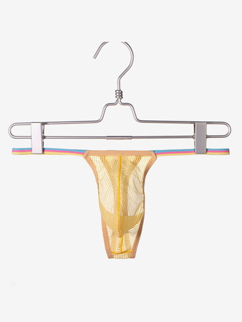 イエロー男性用ブリーフ ポリエステル トランスペアレント ソリッド