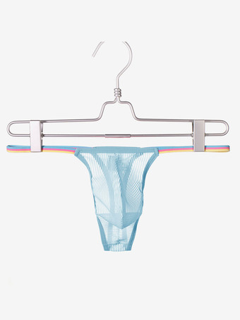 ライトスカイブルー男性用ブリーフ ポリエステル トランスペアレント ソリッド