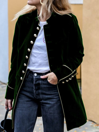 Veste Femme Boutons Velours Manteau Chaud d'Hiver