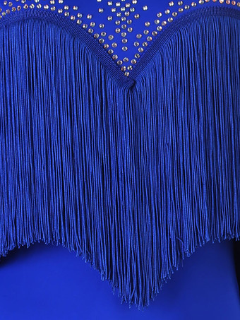 ラテンダンスドレス ロイヤルブルー レディースセット ライクラスパンデックスドレス ダンスウェア