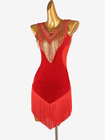 Vestidos de baile latino Ture Red Conjunto de mujer Lycra Spandex Vestido  Traje de baile - Milanoo.com