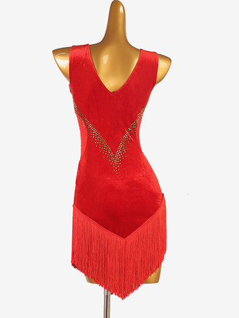 ラテンダンスドレス チュールレッド レディースセット ライクラスパンデックスドレス ダンス衣装