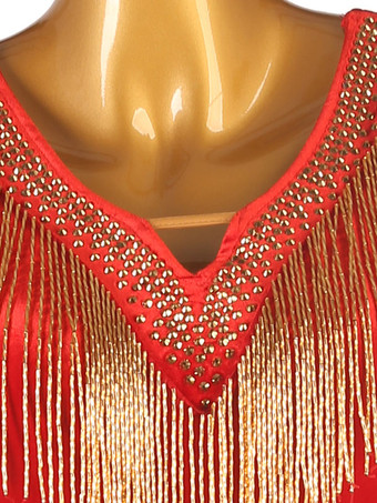 ラテンダンスドレス チュールレッド レディースセット ライクラスパンデックスドレス ダンス衣装