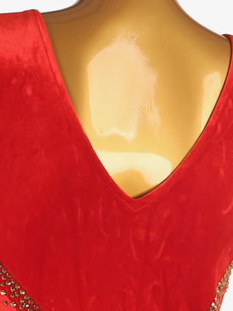 ラテンダンスドレス チュールレッド レディースセット ライクラスパンデックスドレス ダンス衣装